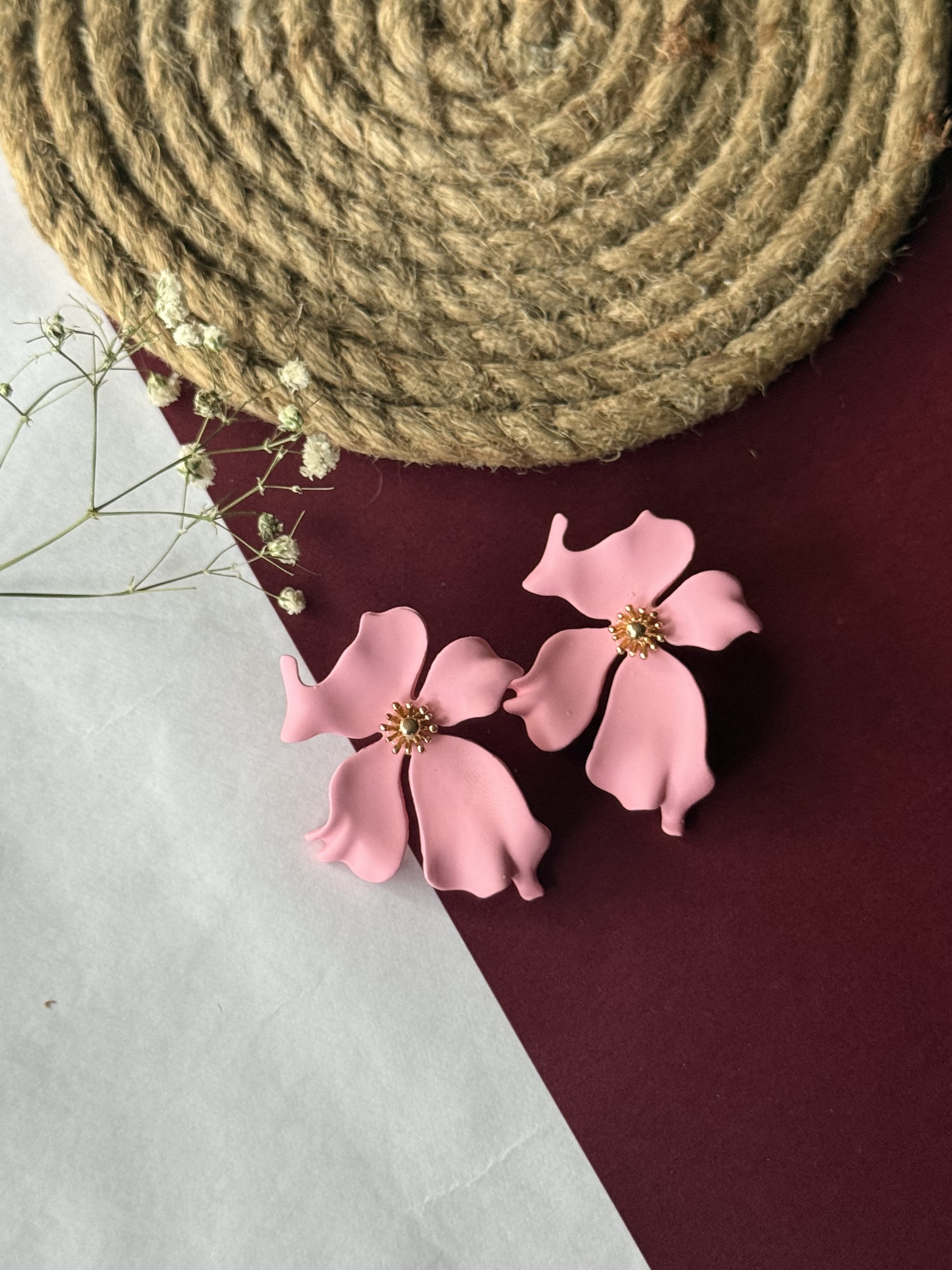 pink poppy earring