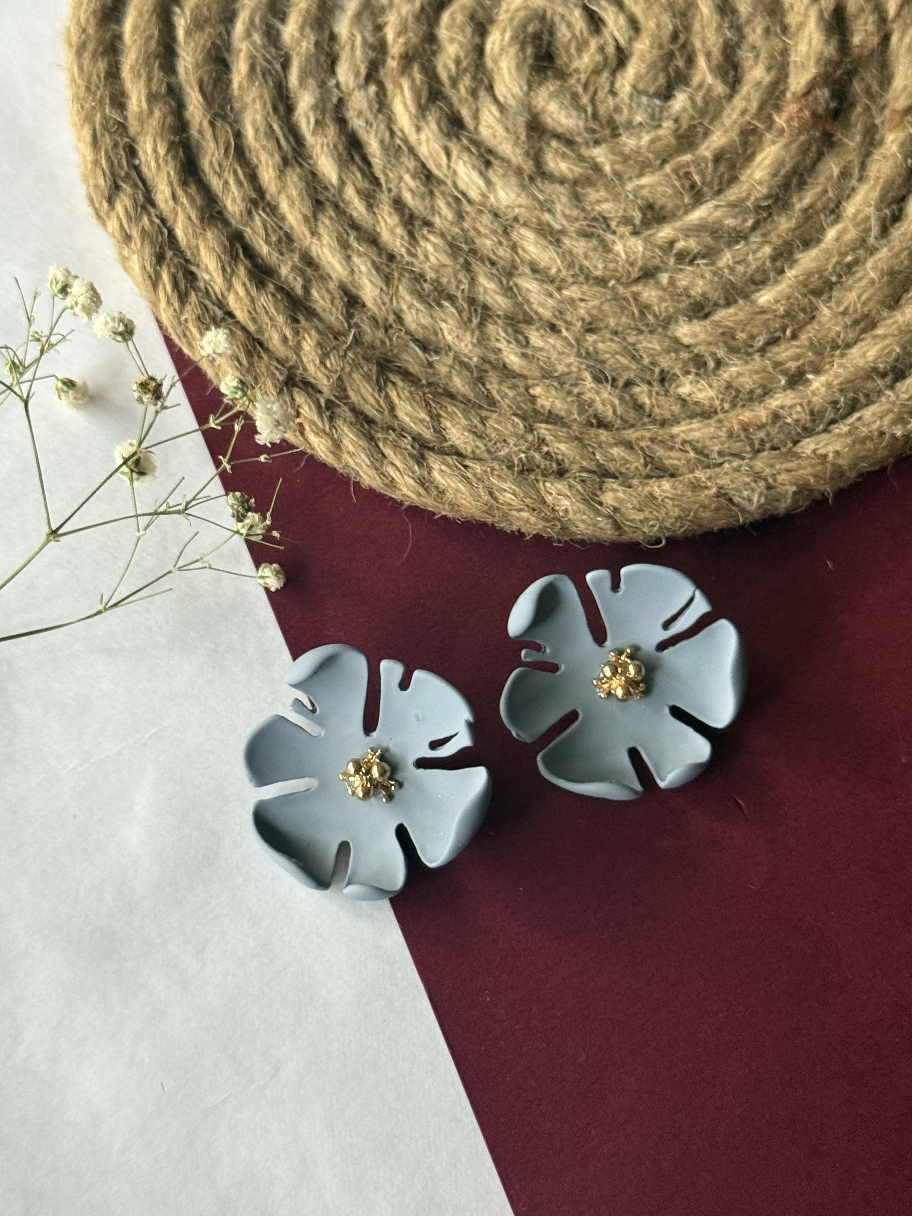 grey flower earring
